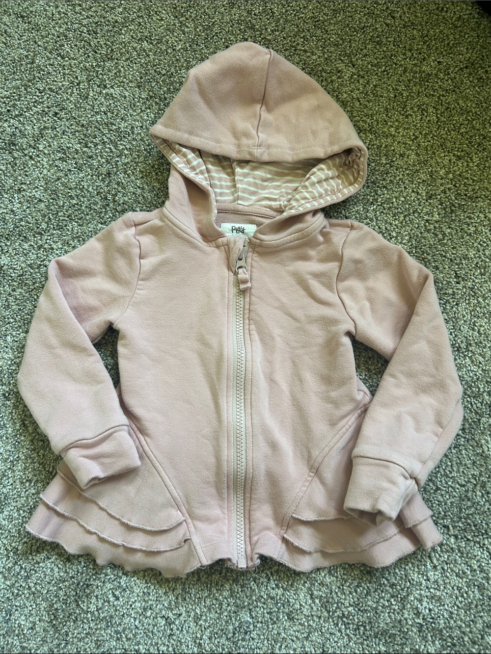 Little Sleepies Dusty Rose Hooded Zip Ruffle Hoodie